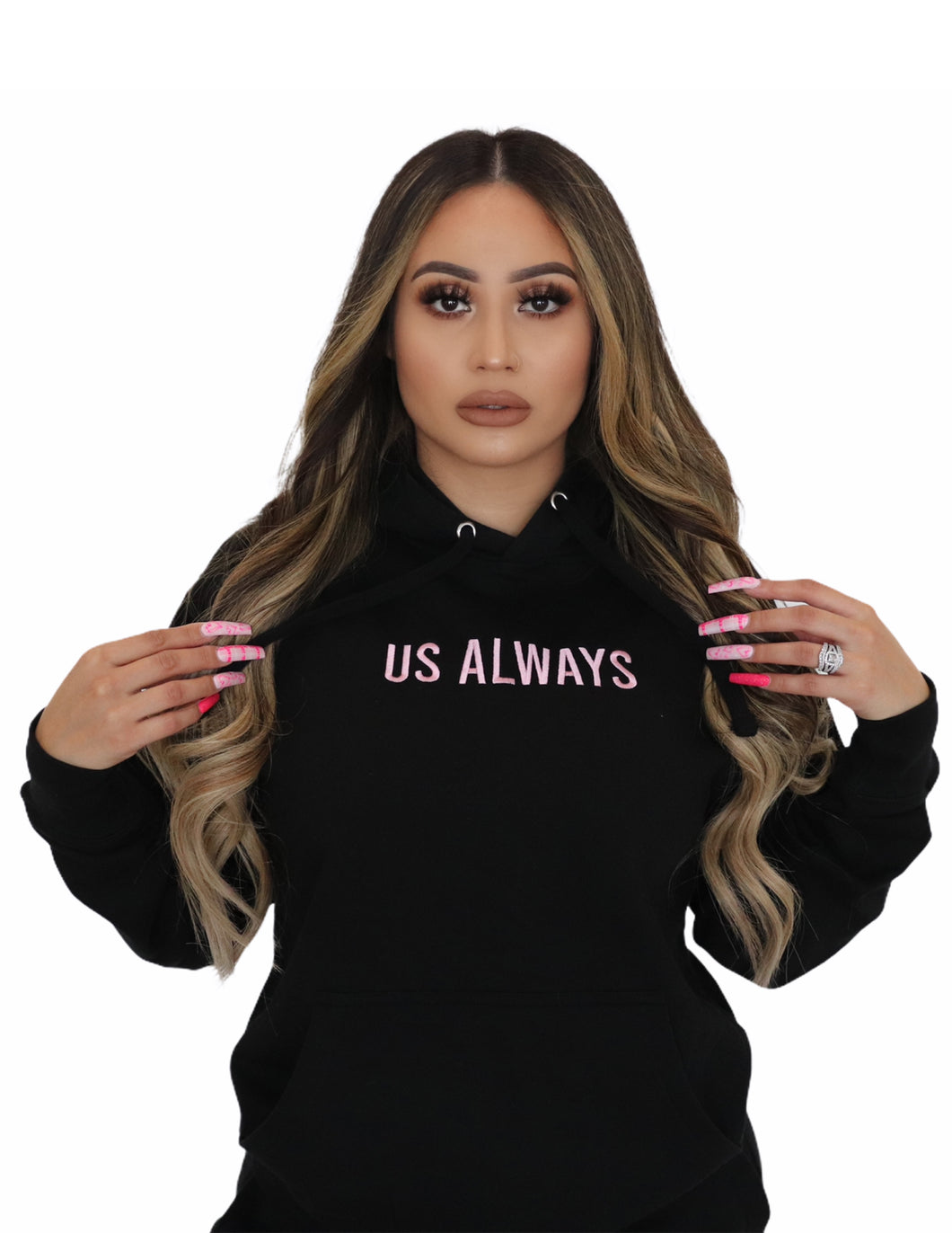 Pink Embroidery Hoodie