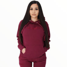 Load image into Gallery viewer, Burgundy Embroidery Hoodie