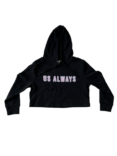 Black/Pink Crop Hoodie